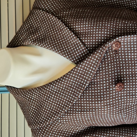 Vintage Liz Claiborne Brown Textured Double-Breasted Blazer - Picture 3 of 15